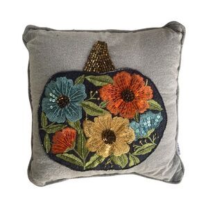 Autumn Blessings Pumpkin Sequined Accent Pillow NWOT